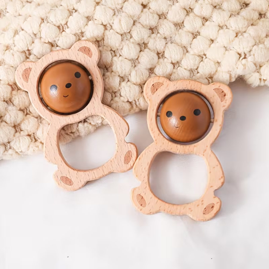 Grzechotka drewniana Miś