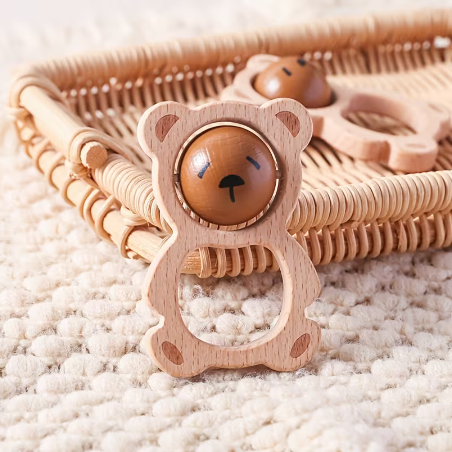 Grzechotka drewniana Miś